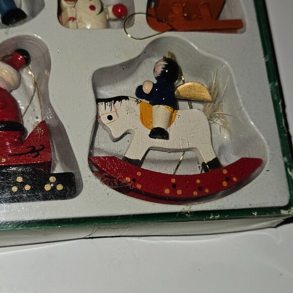 13 VTG Mervyn's Mini Wood Ornaments Christmas Tree Decor Lot Snowmen Santa Angel - Picture 7 of 14
